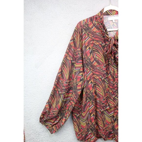 Vanessa Williams Silky Button Up Blouse-Size 3X-Tie Front-New without Tags - Picture 3 of 11